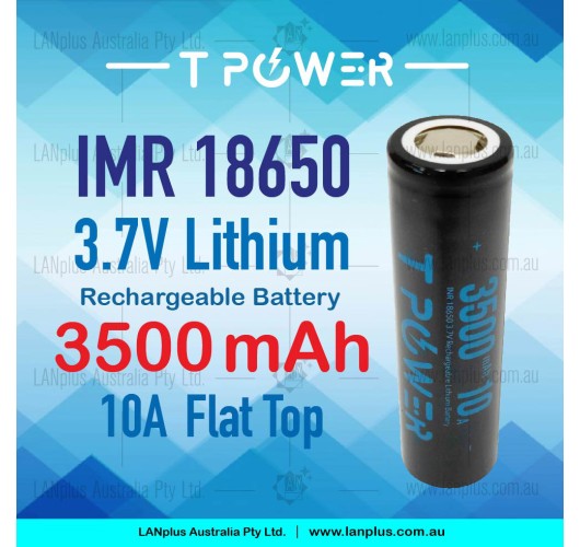 Tpower 3.7V INR18650 3500mAh 10A Flat Top Lithium Rechargeable Battery >2500mah