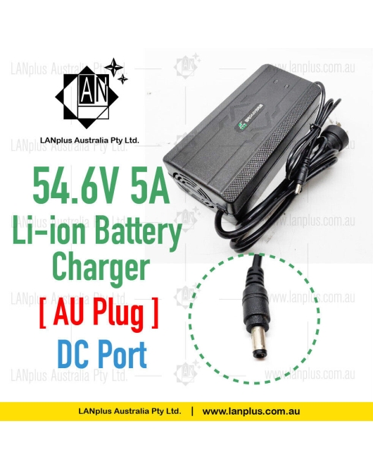 54.6V 5A Li-ion Charger for 48V E-Bike Battery – DC Port – AU Plug