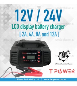 12V 24V 2A 4A 8A 12A for STD AGM GEL Lithium lifepo4 Battery Charger LCD display