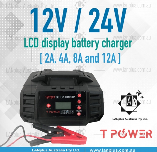 12V 24V 2A 4A 8A 12A for STD AGM GEL Lithium lifepo4 Battery Charger LCD display