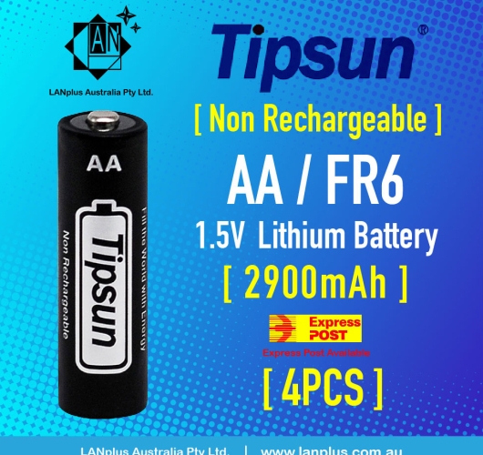 4x Tipsun 1.5V AA FR6 Lithium Battery No Rechargeable 2900mAh Longer Lasting Energy