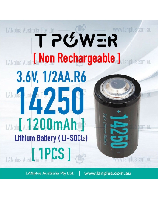 LS14250 14250 3.6V 1200mAh Lithium Battery 1/2AA R6 nipple top same Saft 14250