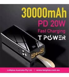 30000mAh PD20W Fast Charger LCD Display Power Bank Android Iphone cable AU