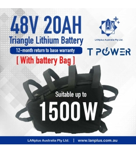 48V 20Ah Triangle Lithium Battery 1500W Motor Electric Bike eBike 40A Max w/ Bag