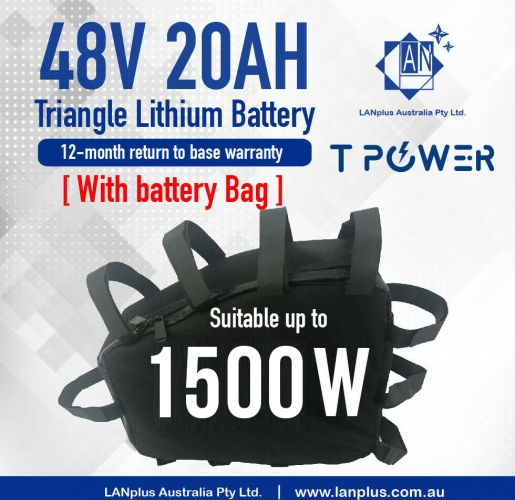 48V 20Ah Triangle Lithium Battery 1500W Motor Electric Bike eBike 40A Max w/ Bag 