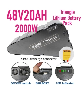 Triangle Case 48V 20Ah Lithium Ebike Battery for 750W 1000W 1500W 1800W 2000W