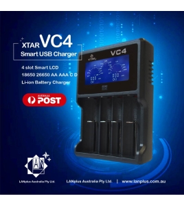 Brand New XTAR VC4 4-Slot Smart LCD USB Charger 18650 26650 AA AAA C D Li-ion NiMH Revive