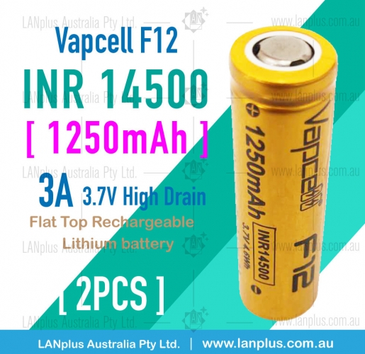 Vapcell AA Size 3.7v INR 14500 3A 1250mAh Rechargeable lithium Li-ion Battery Flat Top