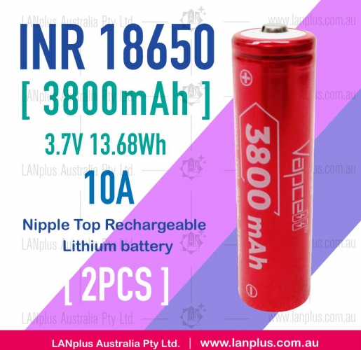 2x F38 INR18650 3800mAh 10A 3.7V HIGH CURRENT Rechargeable Nipple Top lithium Battery 