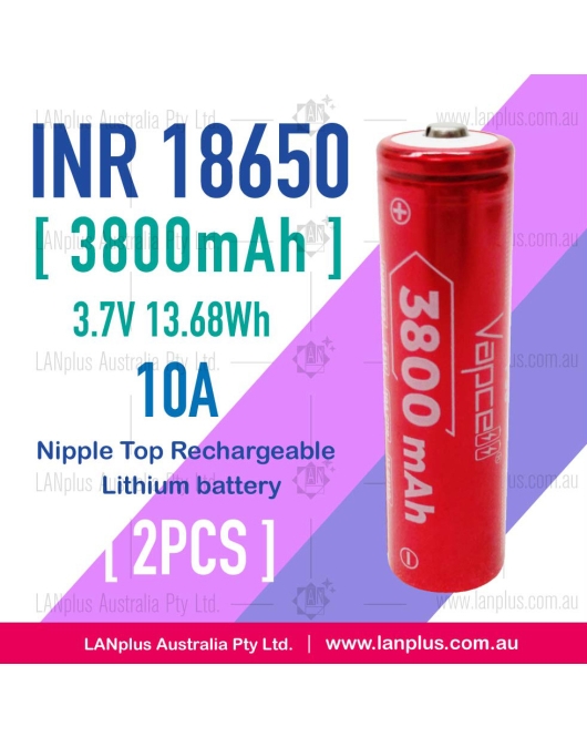 2x F38 INR18650 3800mAh 10A 3.7V HIGH CURRENT Rechargeable Nipple Top lithium Battery 