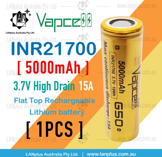 Vapcell G50 21700 Battery 5000mAh 15A Lithium rechargeable Battery > Samsung 50E 40T