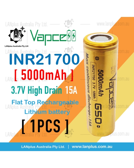 Vapcell G50 21700 Battery 5000mAh 15A Lithium rechargeable Battery > Samsung 50E 40T