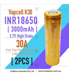 2x Vapcell K30 18650 3000mAh 30A 3.7V HIGH CURRENT Rechargeable lithium Battery