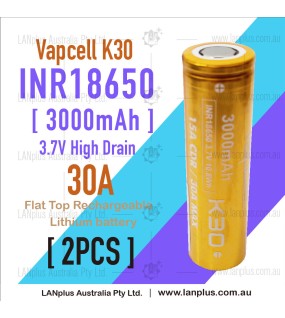 2x Vapcell K30 18650 3000mAh 30A 3.7V HIGH CURRENT Rechargeable lithium Battery