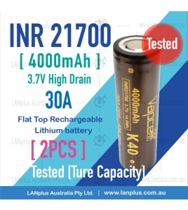 2x Vapcell K40 21700 Battery 4000mAh 30A Lithium Battery 