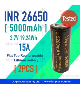 2x Vapcell INR 26650 K52 3.7V 5000mAh 15A Rechargeable li-ion Lithium Battery