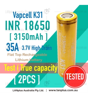 2x Vapcell K31 18650 3150mAh 35A 3.7V HIGH CURRENT Rechargeable lithium Battery 