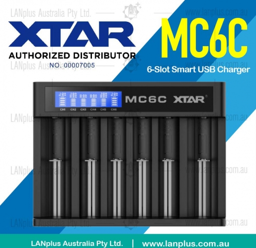 Xtar MC6C 6slot LCD Battery Charger 14500 18500 26650 > VC4 D4 New i4