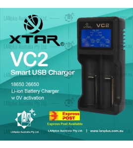 Xtar VC2 Smart USB LCD 18650 Lithium Battery Charger for Li-ion 26650 RCR123A