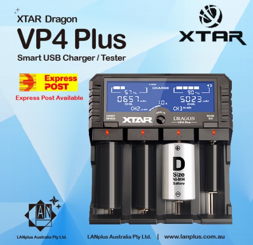 XTAR Dragon VP4 Plus Smart LCD Fast Battery Charger Tester 11.1V/3S Refresh NIMH