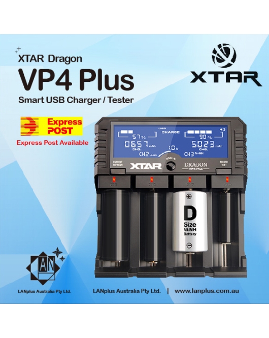 XTAR Dragon VP4 Plus Smart LCD Fast Battery Charger Tester 11.1V/3S Refresh NIMH