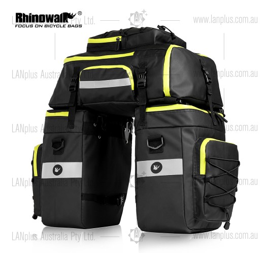 Bike Bicycle Rear Rack Pannier Bag Waterproof 75L Box Rhinowalk 3 in 1 detacha