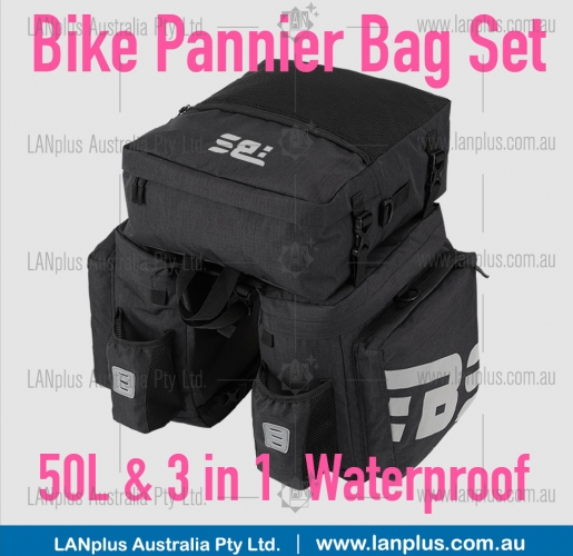 Waterproof Bike Bicycle Bag Rear Rack Pannier Bags Seat Box Saddle Carry Bag 50L