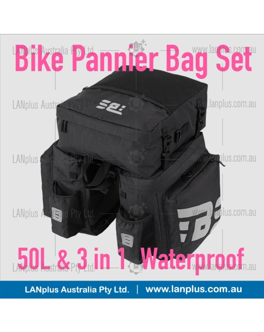 Waterproof Bike Bicycle Bag Rear Rack Pannier Bags Seat Box Saddle Carry Bag 50L