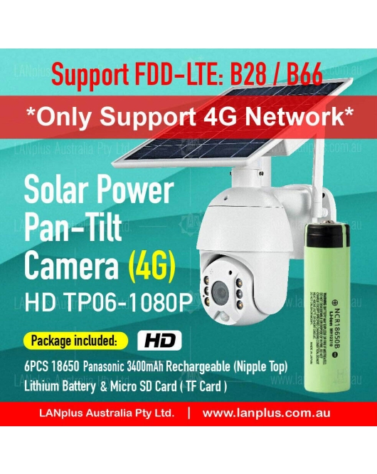 HD1080P Pan Tilt Wireless 4G-B28 Solar Panel Security Camera Outdoor Panasonic Battery TF card Support B28/B66