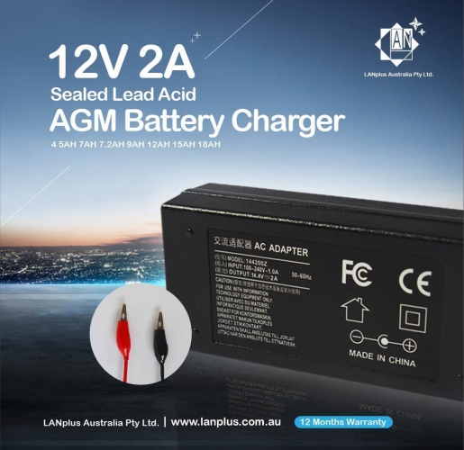 12V 2A Sealed Lead Acid Battery Charger for 12V 5AH 7AH 7.2AH 9AH 12AH 15AH 18AH