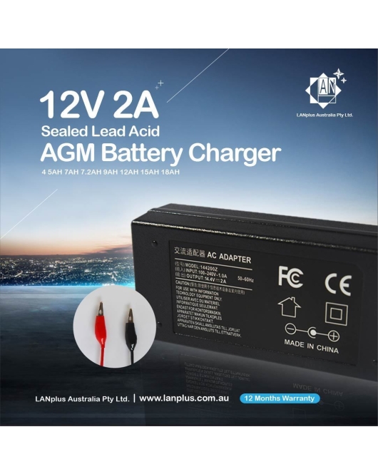 12V 2A Sealed Lead Acid Battery Charger for 12V 5AH 7AH 7.2AH 9AH 12AH 15AH 18AH