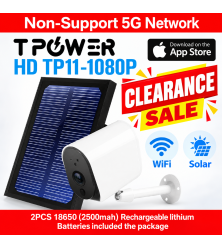 TPower TP11 Solar Wireless Outdoor Security Camera 1080P Wi-Fi with 16GB SD Card – Clearance, 1 Month Warranty