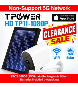 TPower TP11 Solar Wireless Outdoor Security Camera 1080P Wi-Fi with 32GB SD Card – Clearance, 1 Month Warranty