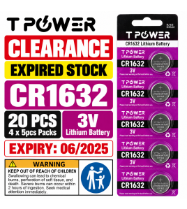 TPower CR1632 3V Lithium Coin Battery 20 Pack – Expired Clearance, Sold As Is