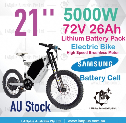 Electric Bicycle Ebike 72V 5000W MountainBike w/ Samsung 26AH lithium Battery AU stock