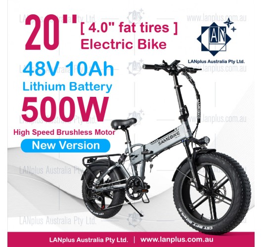 SAMEBIKE XWXL09 20" Mountain Folding eBike 500W Brushless 48V 10Ah LCD Meter 4" Fat Tires