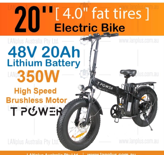 20" Ebike 48V 20Ah Li-ion Battery 350W Motor 4''Fat Tire Front Suspension foldable