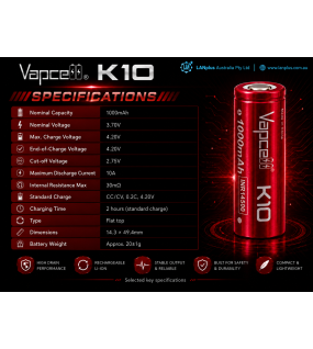 2x Vapcell INR14500 1000mah H10 10A 3.6 V Lithium Rechargeable Battery