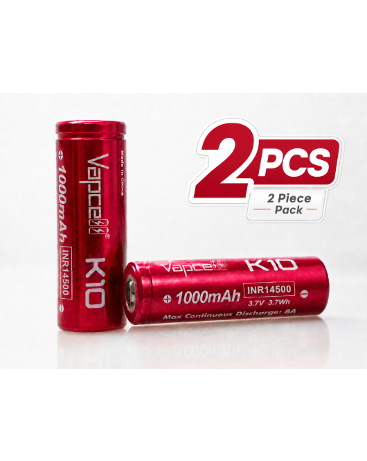 2x Vapcell INR14500 1000mah K10 10A 3.6 V Lithium Rechargeable Battery same as H10