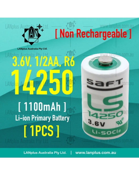 Saft LS14250 ER14250 3.6V Lithium Battery 1/2AA R6 Li-SOCl2 nipple top battery