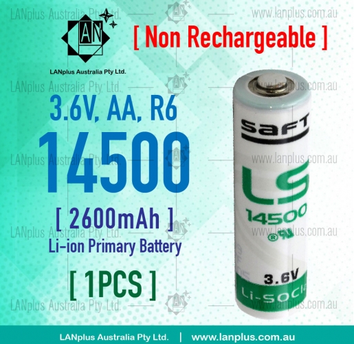 Saft LS14500 3.6V Lithium Battery AA size R6 Li-SOCl2 nipple top li-ion battery