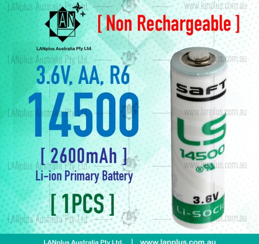 Saft LS14500 3.6V Lithium Battery AA size R6 Li-SOCl2 nipple top li-ion battery