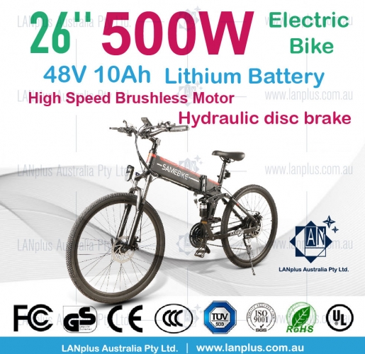 Samebike L026 26" Mountain Folding eBike 500W Brushless 48V 10Ah LCD Meter Mel Stock