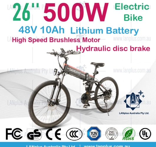 Samebike L026 26" Mountain Folding eBike 500W Brushless 48V 10Ah LCD Meter Mel Stock