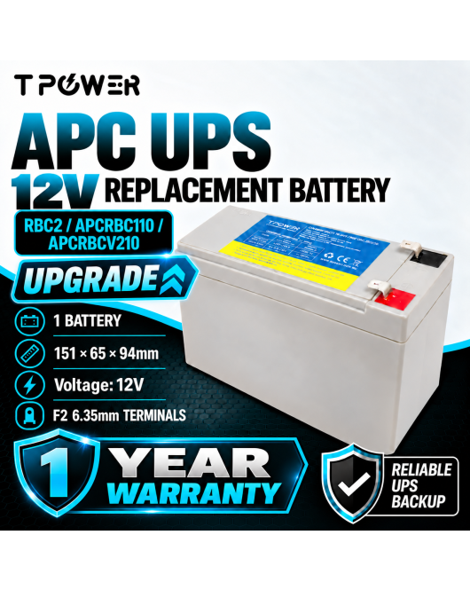 APC UPS Replacement Battery Pack (Upgrade more capacity) - RBC2 / APCRBC110 / APCRBCV210