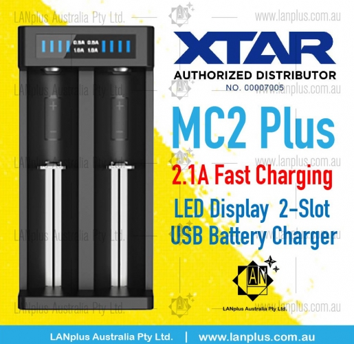 XTAR MC2 Plus 5V2.1A Fast charge 2 Slot USB Battery Charger f 18650 18500 > D2