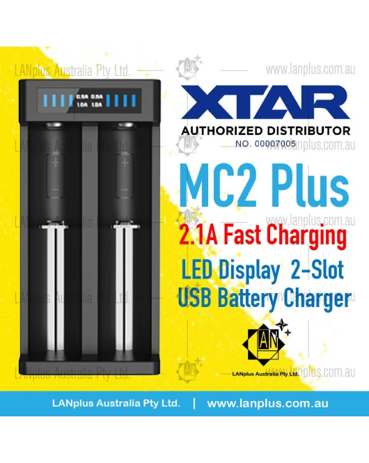 XTAR MC2 Plus 5V2.1A Fast charge 2 Slot USB Battery Charger f 18650 18500 > D2