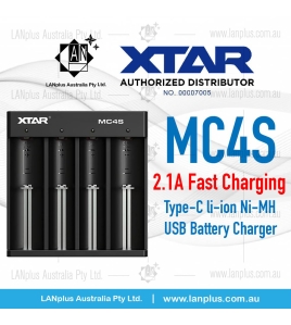 Xtar MC4S 4 slot smart Battery Charger USB-Type C F li-ion Ni-MH Ni-CD batttery