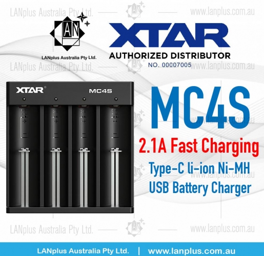 Xtar MC4S 4 slot smart Battery Charger USB-Type C F li-ion Ni-MH Ni-CD batttery