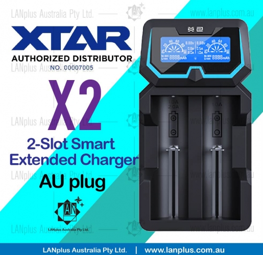 XTAR X2 Smart 2-Slot Extended Charger for 21700 18650 Dual Input AU Plug > D2 VC2 New i2